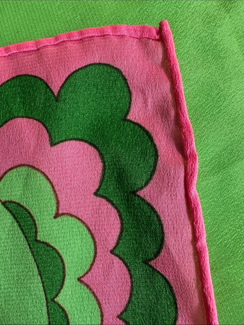 Green and Pink Women's Fashion Scarf - Vibrant Swirl Print - Picture 13 of 16